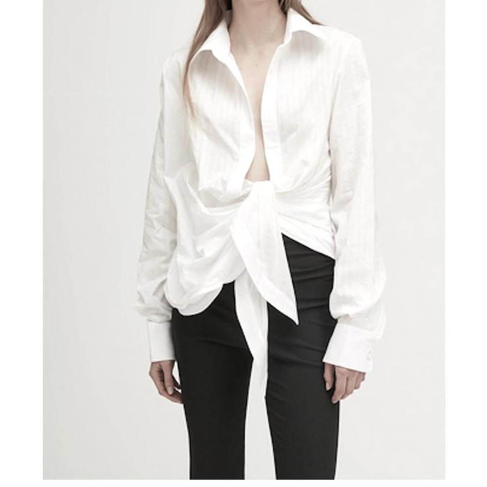 Jacquemus White La Bomba Drape Front Blouse FR40 US 8, $860 Retail NEW - Picture 4 of 11